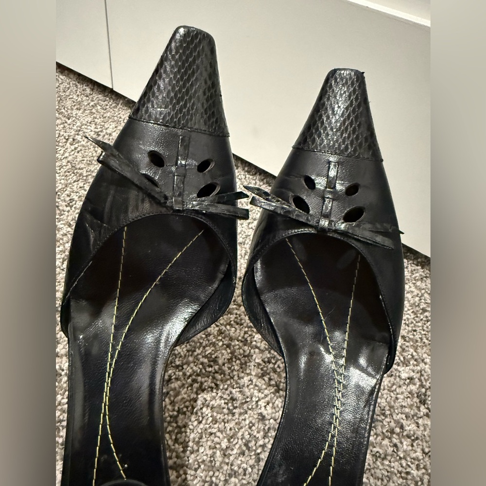 Kate Spade black kitten heel black leather shoes, women's size 8.5 - Picture 9 of 15